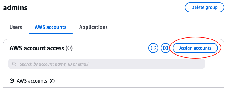 Assign accounts to your newly-created admins group
