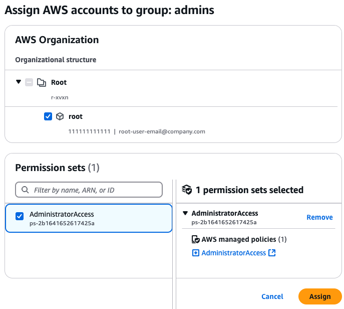 Grant admin access to your AWS account