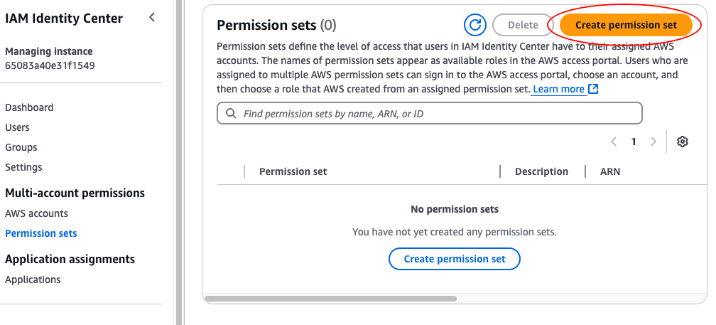 Permissions sets in the IAM Identity Center