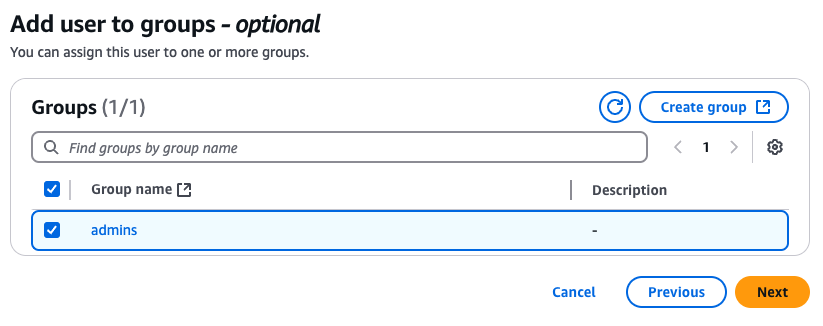 Add the user to the admins group