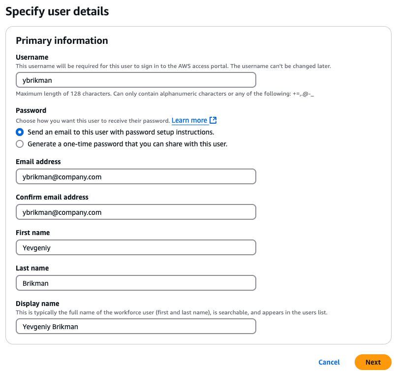 Create an IAM Identity Center user